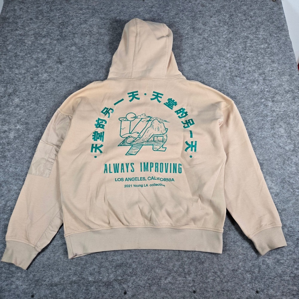 YoungLA Mens Tan 2021 Always Improving Collection Graphic Hoodie Medium